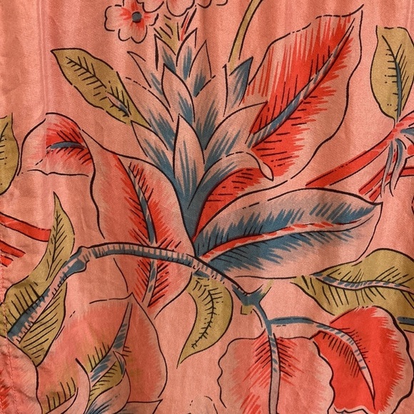 JOHNNY WAS Silk Blouse Snap Closure Ruffle Detail Sz M Bohemian Luxury Floral - Picture 7 of 16